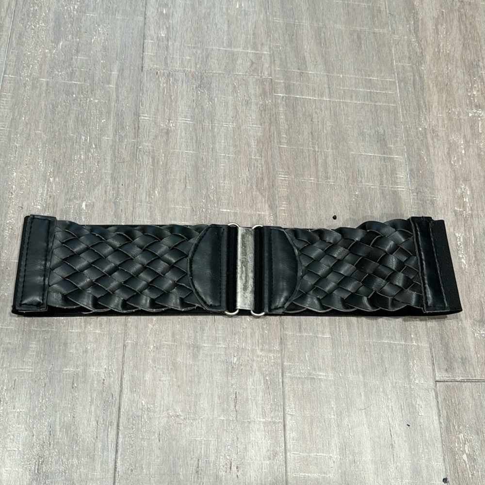 Black High Waist Clip Closure Braid Belt Y2k 2000's